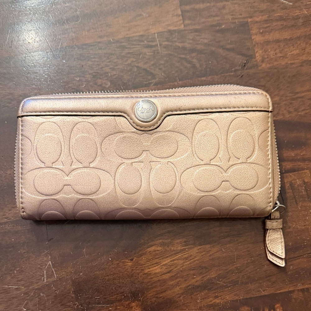 Coach Gold Embossed Leather Wallet